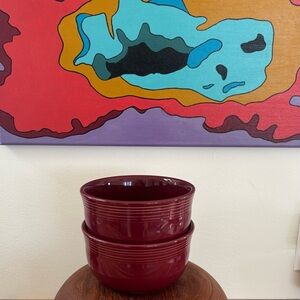 Fiestaware Burgundy Bowls-lot 2. Size 6
“ dia x 3” h.